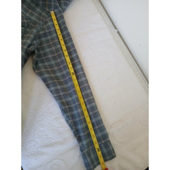 Wrangler Mens 2XL Casual Button Up Shirt Flannel Blue Plaid Long Sleeve Pockets - Picture 7 of 10